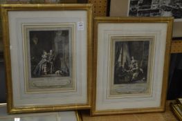 A pair of French colour engravings.