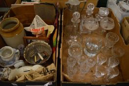 Various glassware, china, ornamental items.