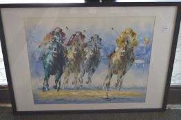 Anthony Veccio, horse racing, oil, signed.