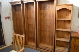 Four pine open bookcases.
