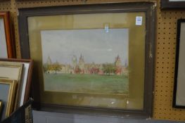 F L Hensley, view of Charterhouse School, watercolour, signed.