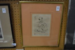 Paul Cezanne, portrait of a seated gentleman, etching.