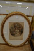 After George Morland, Dehlia in town and Dehlia in the country, pair of oval prints together with