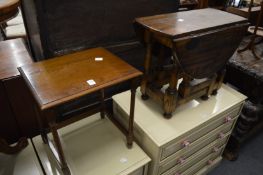 Two oak occasional tables.