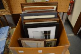 A box of various paintings, prints etc.