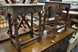 Two oak joint stools.