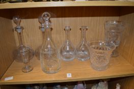 A 19th century cut glass decanter and stopper and other glassware.