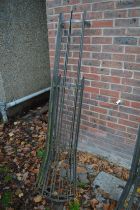 A pair of wrought iron tree guards.