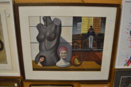 Alan Connell, Surreal composition, colour chalks.