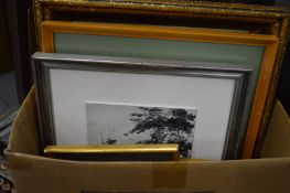 Box of various paintings and prints.