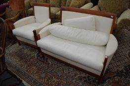 Giorgetti, a stylish Art Deco style two seater settee with matching armchair.