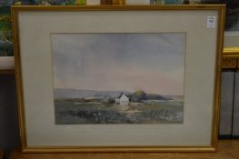 Rural scene, watercolour together with a watercolour of still life.