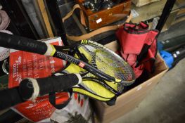 Tennis rackets etc.