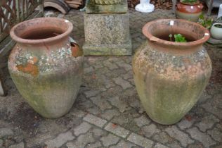 Large pair of terracotta urns (faults).