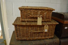 Two wicker baskets.