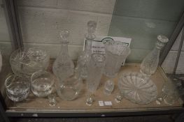 Glassware to include decanters, vases etc.