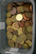 Box of mixed coins.