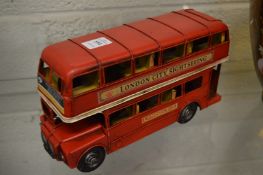 Tin plate model of a London double decker bus.