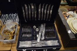 A stylish cased set of cutlery.