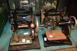 Four early sewing machines to include a New Home Little Worker, a New Home Midget early electric