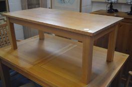 A modern oak coffee table.