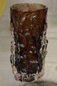 A Whitefriars amber tinted bark vase.