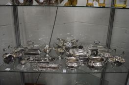 A collection of good quality plated items to include entree dishes and covers, three piece tea