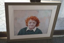 The red headed woman, photographic colour print, framed and glazed.