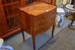 A French inlaid Kingwood three drawer petite commode.