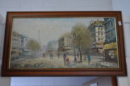 Caroline Burnett, Paris street scene, oil on board.