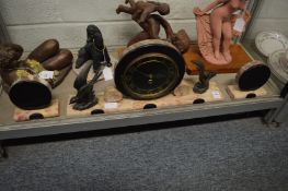 An Art Deco three-piece clock garniture.