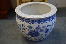 A Chinese blue and white jardiniere.