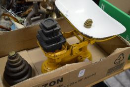 Kitchen scales and weights.