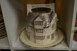A Harrods Commemorative porcelain cheese dish and cover in the form of The Bell Inn.