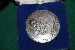 A bronze Shakespeare medallion, boxed.