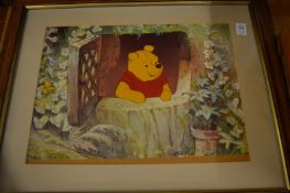 A colour print of Winnie the Pooh together with Disney ephemera.