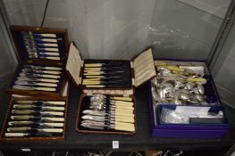 Quantity of plated flatware, some cased.