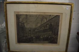 View of the interior of the House of Lords, engraving.