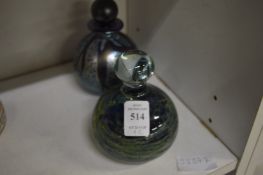 A Mdina glass paperweight and an Isle of Wight glass scent bottle.
