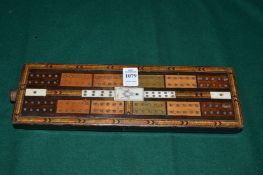 Tunbridge ware, a good cribbage board with masonic emblem.