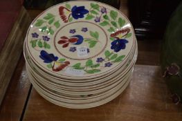 A group of floral plates.