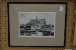Henri Toussaint, Amiens Cathedral, etching.