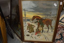 A pair of chromolithographic prints and other items.