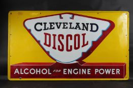 A LARGE VINTAGE CLEVELAND DISCOL Alcohol for Engine Power ENAMEL SIGN. 1.6m x 1.83m.