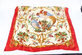 A SALVATORE FERRAGAMO BIRDS AND FLOWERS SILK SCARF.