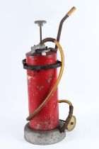 A RED ESSO FLOOR STAND OIL PUMP, with hose and handle. 55cms high.