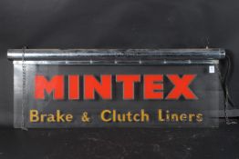 A MINTEX PERSPEX SIGN, Brake and Clutch Liners. 92cms high x 50cms long.