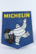 A GOOD VINTAGE DOUBLE SIDED MICHELIN MAN SIGN. Made in France. 80cms x 67cms.