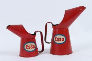 TWO RED ESSO OIL CANS.