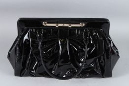A LARGE VALENTINO BLACK PATENT BAG. 14ins long. With Cert. B81521.37, Code B4175778945412, with dust
